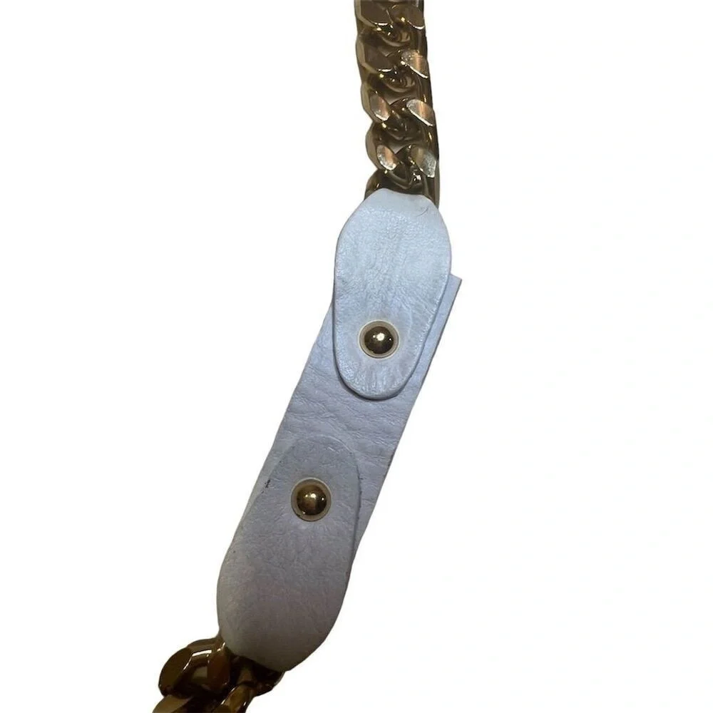 Antonio Melani Vintage White Leather Belt Gold Chain Accent Women's size small